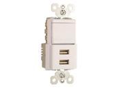 P S TM83USBWCC6 15A 120V USB Charger w 1P 3 Way Switch White