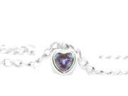 1 Ct Mystic Topaz Heart Bezel Bracelet .925 Sterling Silver Rhodium Finish