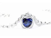 1 Ct Blue Sapphire Heart Bezel Bracelet .925 Sterling Silver Rhodium Finish