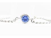 1 Ct Tanzanite Round Bezel Bracelet .925 Sterling Silver Rhodium Finish