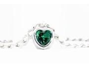 1 Ct Created Emerald Heart Bezel Bracelet .925 Sterling Silver Rhodium Finish