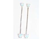 Opal Heart Dangle Stud Earrings .925 Sterling Silver Rhodium Finish [Jewelry]