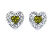 1 Ct Peridot Heart LOVE Diamond Stud Earrings .925 Sterling Silver Rhodium Fi... 1 Ct Peridot Heart LOVE Diamond Stud Earrings .925 Sterling Silver Rhodium Fi...