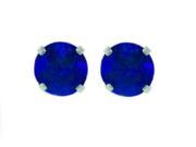 14Kt White Gold Blue Sapphire Round Stud Earrings [Jewelry]