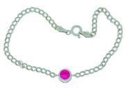 1 Ct Pink Sapphire Round Bezel Bracelet .925 Sterling Silver Rhodium Finish