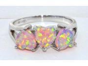 6mm Pink Opal Heart Ring .925 Sterling Silver Rhodium Finish [Jewelry]