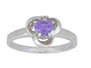 0.50 Ct Amethyst Diamond Heart Ring .925 Sterling Silver Rhodium Finish