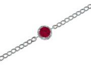 1 Ct Ruby Diamond Round Bracelet .925 Sterling Silver