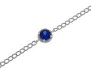 1 Ct Blue Sapphire Diamond Round Bracelet .925 Sterling Silver