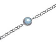 1 Ct Natural Aquamarine Diamond Round Bracelet .925 Sterling Silver
