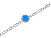 1 Ct Swiss Blue Topaz Diamond Round Bracelet .925 Sterling Silver