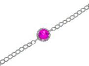 1 Ct Pink Sapphire Diamond Round Bracelet .925 Sterling Silver