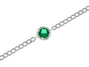 1 Ct Emerald Diamond Round Bracelet .925 Sterling Silver