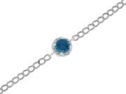 1 Ct London Blue Topaz Diamond Round Bracelet .925 Sterling Silver