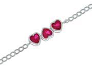 3 Ct Ruby Heart Bezel Bracelet .925 Sterling Silver