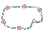 Pink Opal Heart Bezel Bracelet .925 Sterling Silver