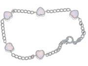 Opal Heart Bezel Bracelet .925 Sterling Silver