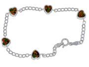 Black Opal Heart Bezel Bracelet .925 Sterling Silver