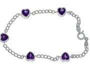 5 Ct Alexandrite Heart Bezel Bracelet .925 Sterling Silver
