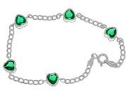 5 Ct Emerald Heart Bezel Bracelet .925 Sterling Silver