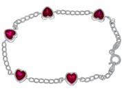 5 Ct Ruby Heart Bezel Bracelet .925 Sterling Silver
