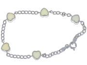 Genuine Opal Heart Bezel Bracelet .925 Sterling Silver