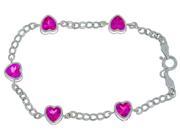5 Ct Pink Sapphire Heart Bezel Bracelet .925 Sterling Silver