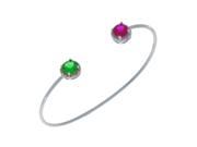Ruby Emerald Diamond Bangle Round Bracelet .925 Sterling Silver