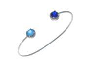 Blue Sapphire Blue Topaz Diamond Bangle Round Bracelet .925 Sterling Silver