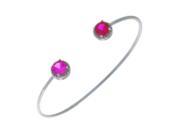 Pink Sapphire Ruby Diamond Bangle Round Bracelet .925 Sterling Silver