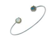 Black Opal White Opal Diamond Bangle Round Bracelet .925 Sterling Silver