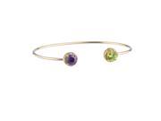 Amethyst Peridot Diamond Bangle Round Bracelet 14Kt Yellow Gold Plated Over .925 Sterling Silver