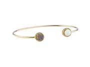 Black Opal White Opal Diamond Bangle Round Bracelet 14Kt Yellow Gold Plated Over .925 Sterling Silver