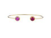 Pink Sapphire Ruby Diamond Bangle Round Bracelet 14Kt Yellow Gold Plated Over .925 Sterling Silver