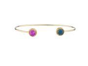 Pink Sapphire London Blue Topaz Diamond Bangle Round Bracelet 14Kt Yellow Gold Plated Over .925 Sterling Silver
