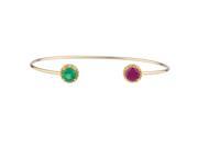 Ruby Emerald Diamond Bangle Round Bracelet 14Kt Yellow Gold Plated Over .925 Sterling Silver