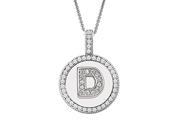 Letter D Micro Pave Initial CZ Pendant .925 Sterling Silver