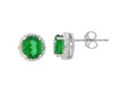2 Ct Emerald Diamond Round Stud Earrings 14Kt White Gold Sterling Silver