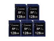 Smartbuy SD XC Class 10 Memory Card SDXC C10 Ultra U1 UHS I HD Fast Speed for Camera 128GB 5 Packs