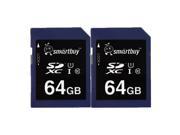 Smartbuy SD XC Class 10 Memory Card SDXC C10 Ultra U1 UHS I HD Fast Speed for Camera 64GB 2 Packs