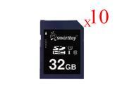 Smartbuy SDHC Class 10 Flash Memory Card SD HC C10 Ultra U1 UHS I HD Fast Speed for Camera 32GB 10 Packs