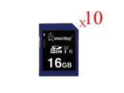 Smartbuy SDHC Class 10 Flash Memory Card SD HC C10 Ultra U1 UHS I HD Fast Speed for Camera 16GB 10 Packs