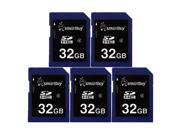 Smartbuy SDHC Class 4 Flash Memory Card SD HC Secure Digital C4 Fast Speed for Camera 32GB 5 Packs