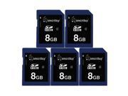 Smartbuy SDHC Class 4 Flash Memory Card SD HC Secure Digital C4 Fast Speed for Camera 8GB 5 Packs