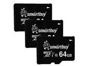 Smartbuy Micro SDXC Class 10 TF Flash Memory Card SD XC C10 Ultra U1 UHS I HD Fast Speed for Camera Mobile Phone Tab GPS MP3 TV 64GB 3 Packs