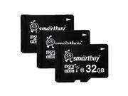 Smartbuy Micro SDHC Class 10 TF Flash Memory Card SD HC C10 Ultra U1 UHS I HD Fast Speed for Camera Mobile Phone Tab GPS MP3 TV 32GB 3 Packs