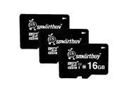 Smartbuy Micro SDHC Class 10 TF Flash Memory Card SD HC C10 Ultra U1 UHS I HD Fast Speed for Camera Mobile Phone Tab GPS MP3 TV 16GB 3 Packs
