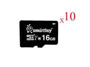 Smartbuy Micro SDHC Class 10 TF Flash Memory Card SD HC C10 Ultra U1 UHS I HD Fast Speed for Camera Mobile Phone Tab GPS MP3 TV 16GB 10 Packs