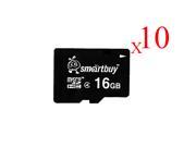 Smartbuy Micro SDHC Class 4 TF Flash Memory Card SD HC C4 Fast Speed for Camera Mobile Phone Tab GPS MP3 TV 16GB 10 Packs