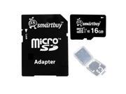 Smartbuy 16GB Micro SDHC Class 10 TF Flash Memory Card SD HC C10 Ultra U1 UHS I HD For Camera Mobile Phone Tab GPS MP3 TV Adapter Mini Case